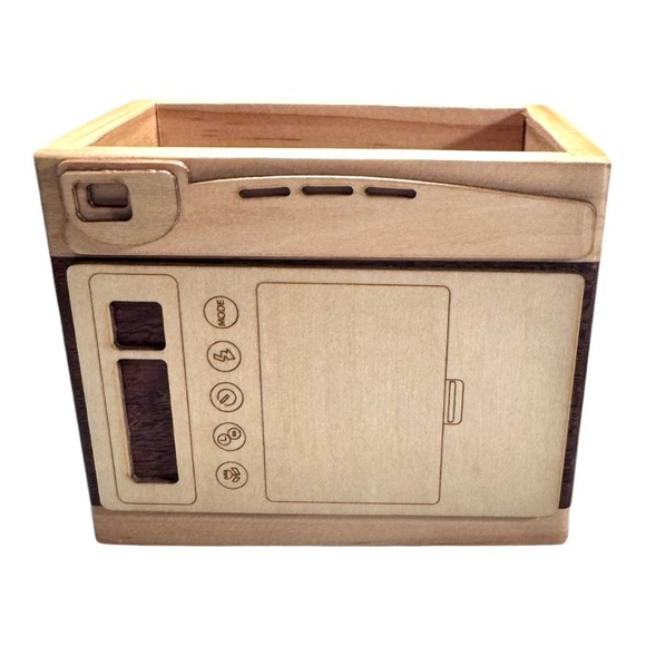 Wood Instax Mini 90 Camera Pen Holder Cup, brown, office, WFH, organizer gift - Picture 4 of 12